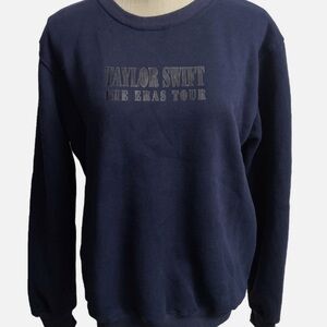 Navy Crewneck Sweatshirt with Subtle Tonal Logo